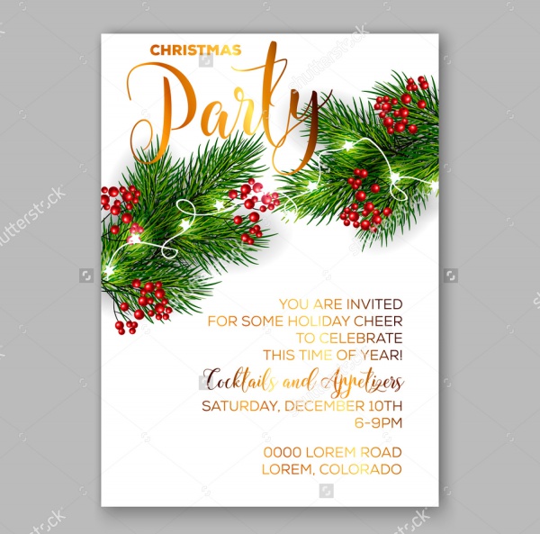 Christmas Party Invitation With Branches
