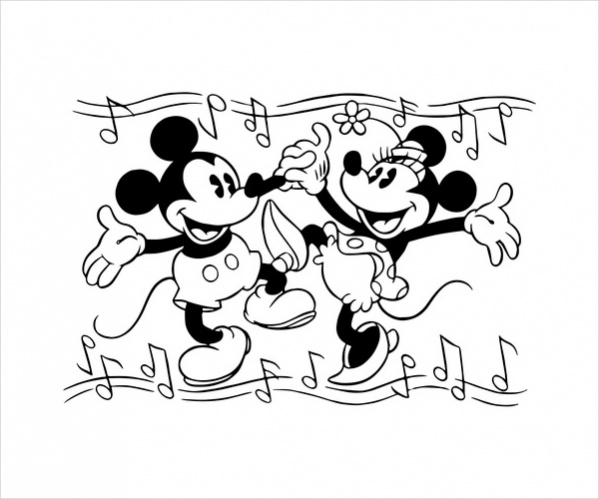 Dancing Mickey Mouse Coloring Page