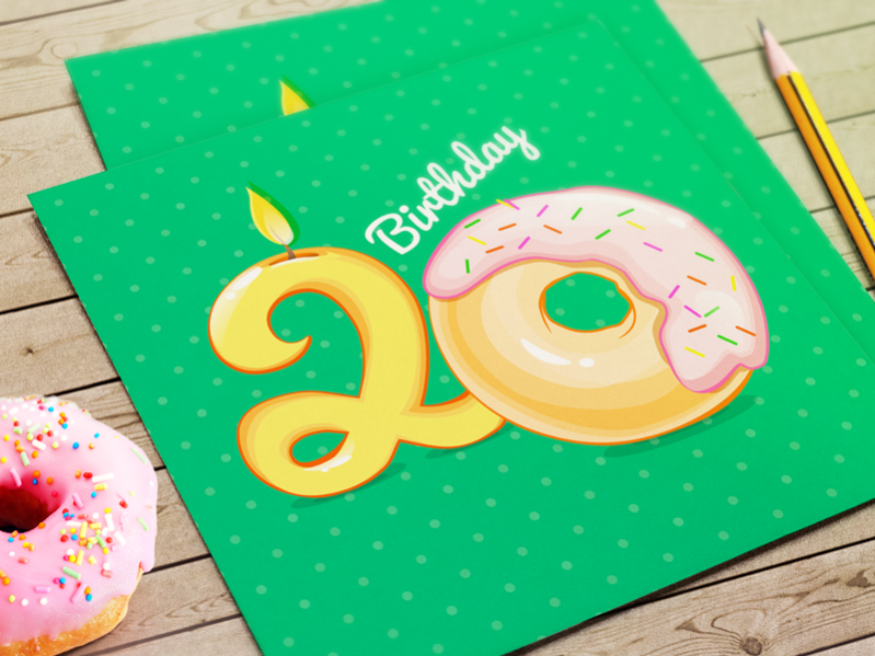 Donut Green Birthday Card Greetings