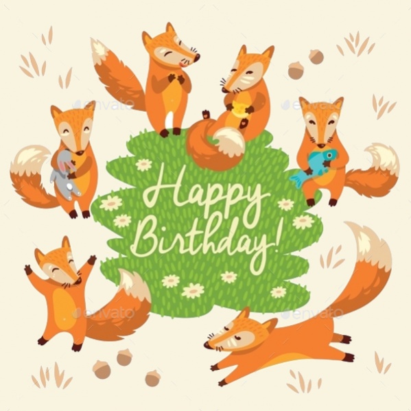 Funny Foxes Birthday Card