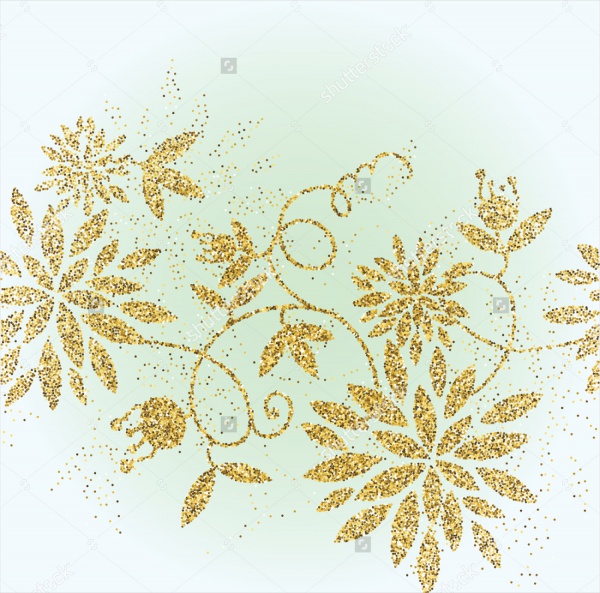 Golden Glitter Flower Background