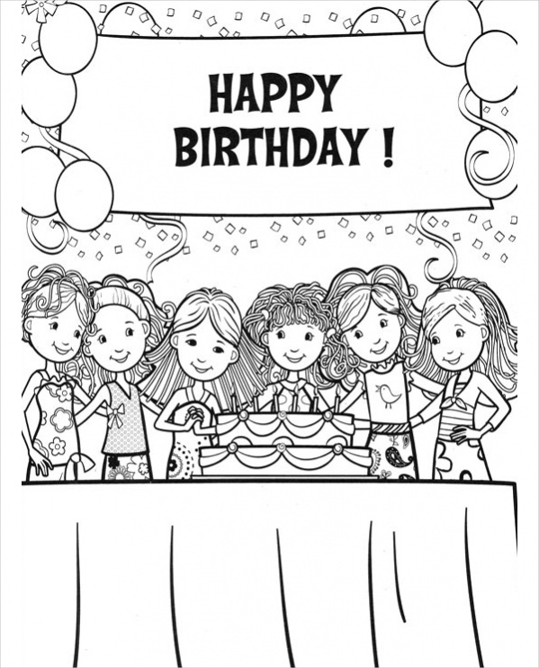 Happy Birthday Coloring Page