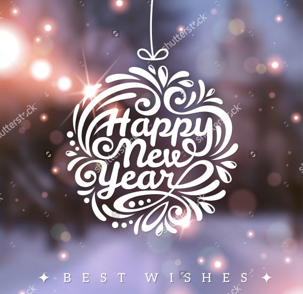 Happy New Year Card with Handwritten Text
