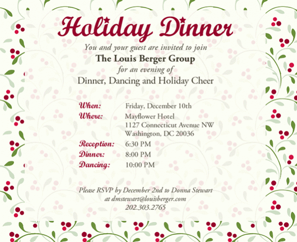 Holiday Dinner invitation
