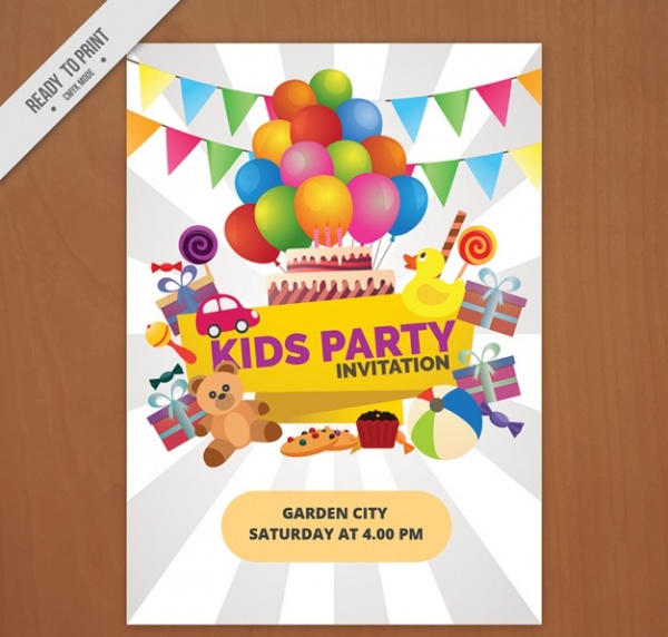 Kids Party Invitation With Balloons