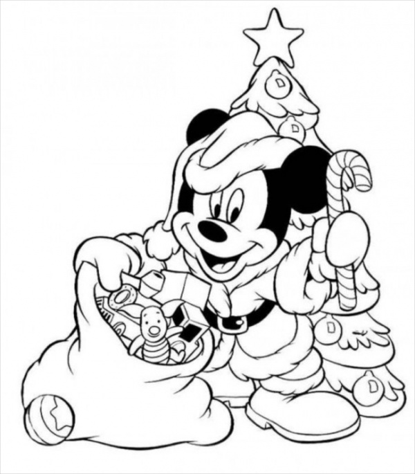 Mickey Mouse Christmas Coloring Page