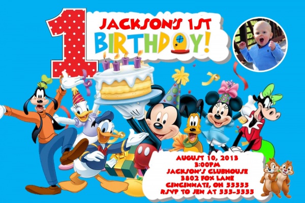 Mickey Mouse Photo Invitation