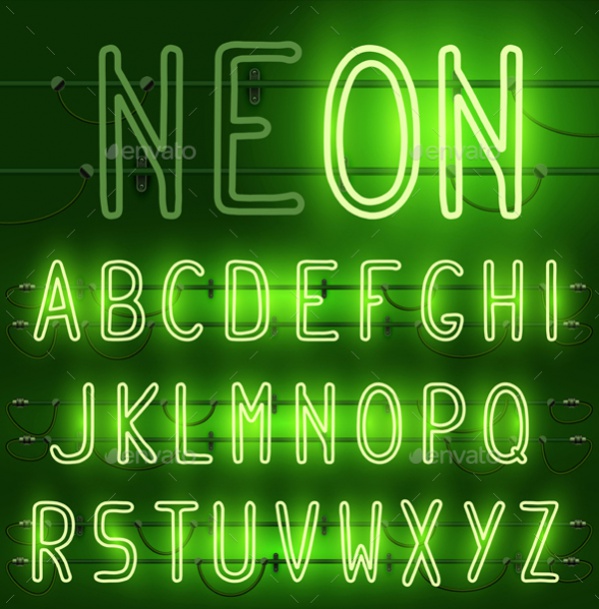 Neon Alphabet Letters