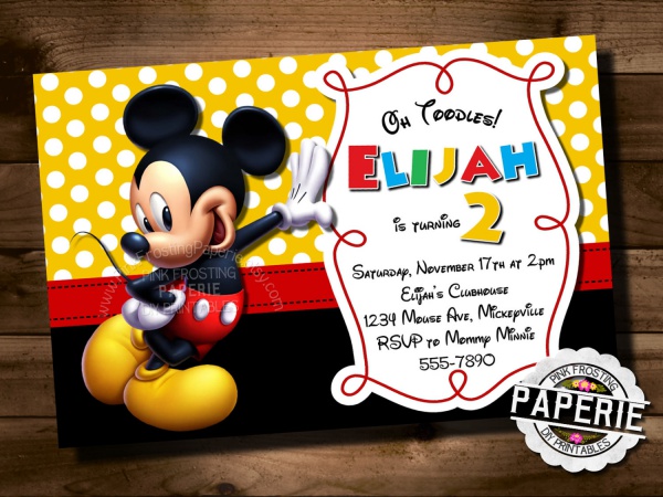 Personalized Mickey Mouse Invitation