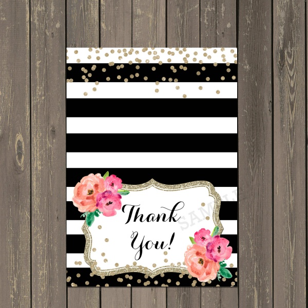Printable Thank You Card Black And White