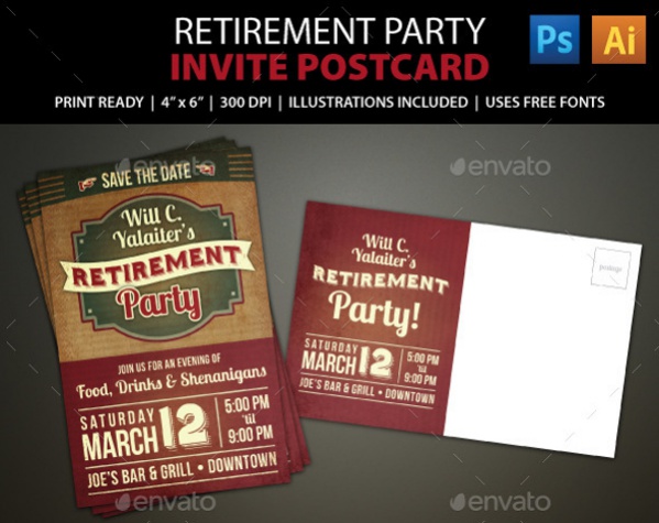 Retirement Party Postcard Invitation