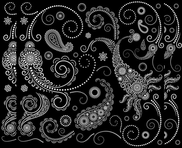 Simple Black and White Paisley Pattern