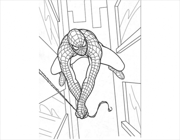 Spider-man in the air coloring page