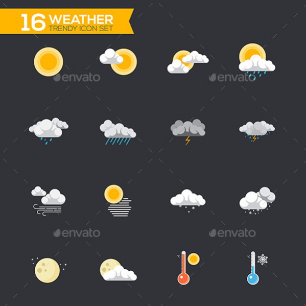 Vector EPS Flat Weather Icons