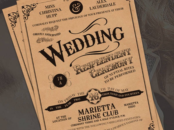 Vintage Typography Wedding Invitation