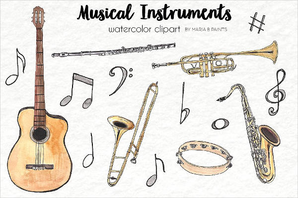 Watercolor Music Clipart