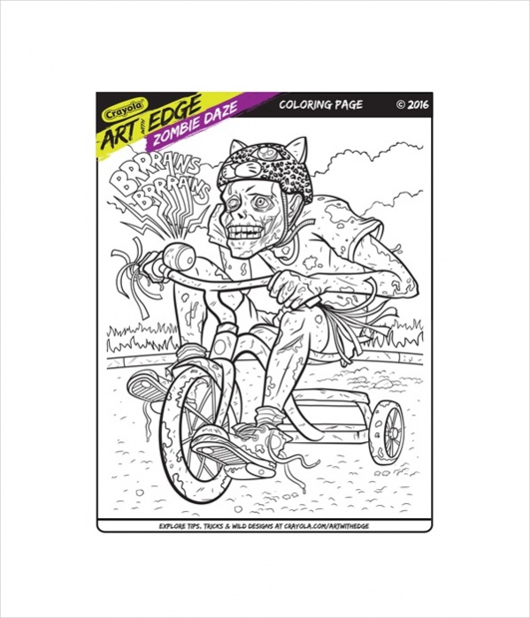 Zombie Printable Coloring Page for Adults