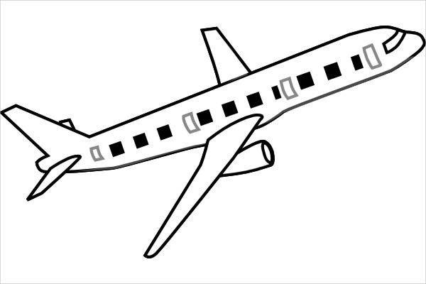 Airplane Black and White Clipart