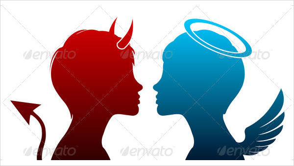 Angel and Devil Silhouette