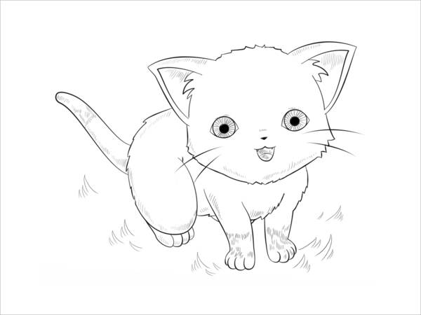 Anime Cat Coloring Page