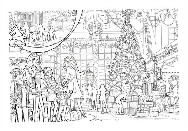 Barbie Christmas Coloring Page