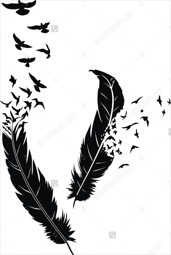 Bird Feather Tattoo Design