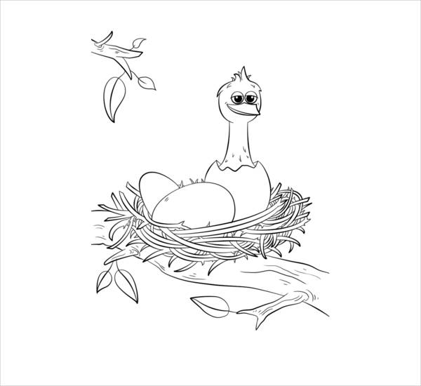 Bird Nest Coloring Page