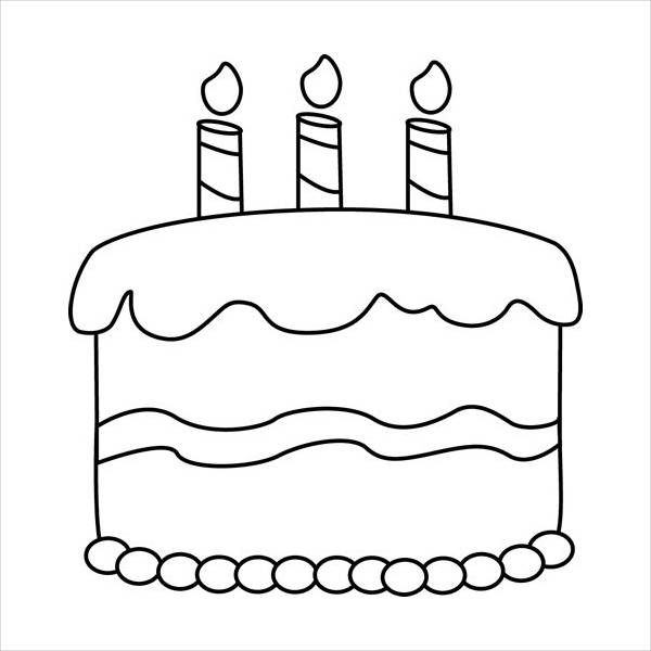 Black and White Birthday Cake Clip Art