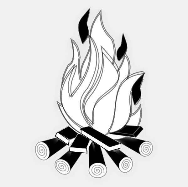 Black and White Fire Clipart