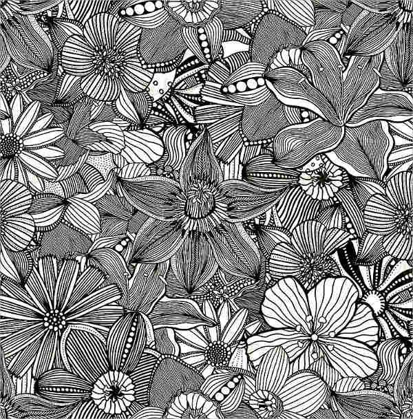 Black and White Flower Illustration