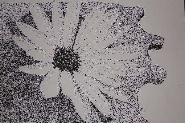 Black and White Flower Painting