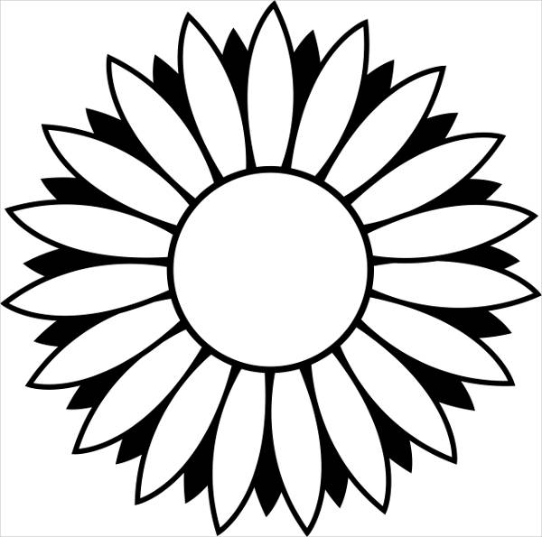 Black and White Sunflower Clipart