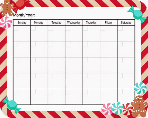 Blank Holiday Calendar