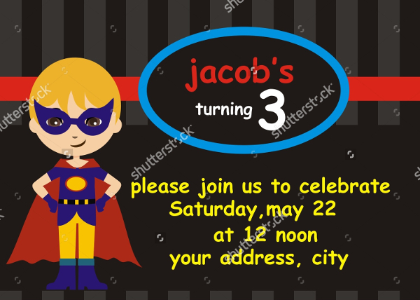 Boy Superhero Birthday Invitation