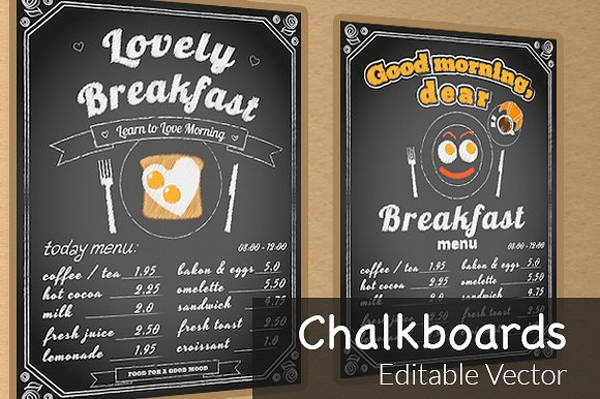 Breakfast Chalkboard Menu