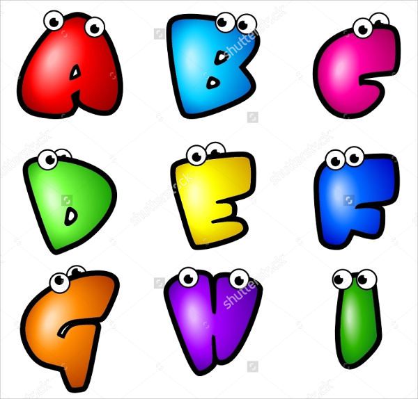 Bubble Lettered Cartoon Alphabet
