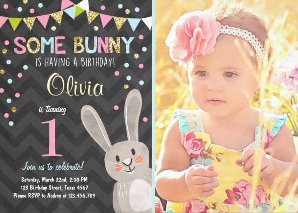 Bunny Photo Invitation