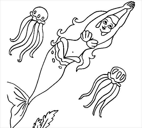 Cartoon Mermaid Coloring Page