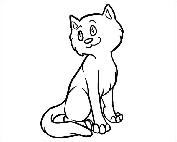 Cat Coloring Page for Adults