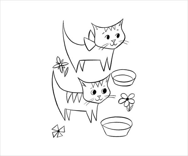 9 Cat Coloring Pages JPG Ai Illustrator Download