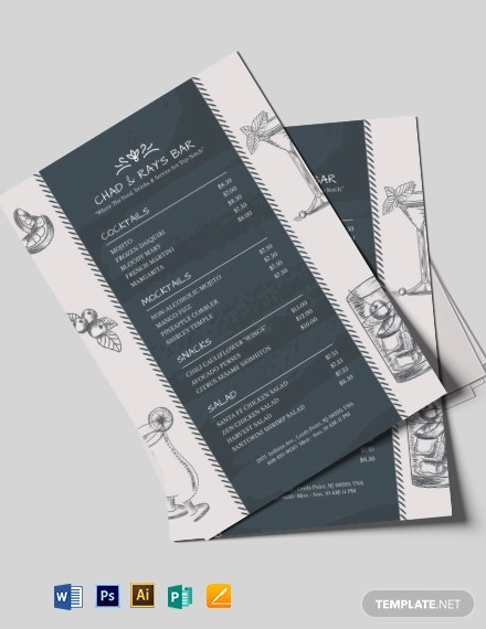 chalkboard bar menu template