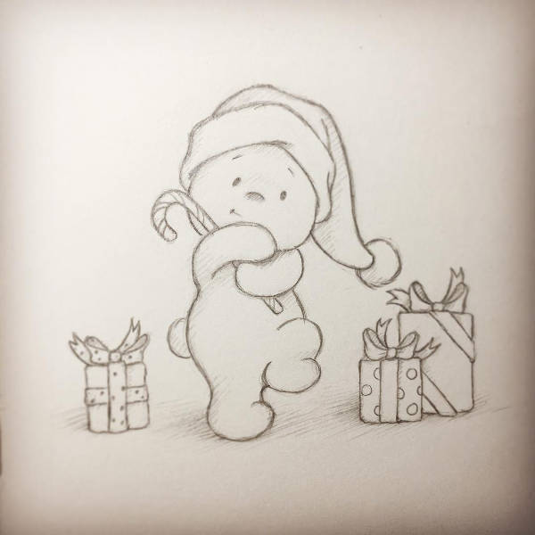 Christamas Teddy Bear Drawing