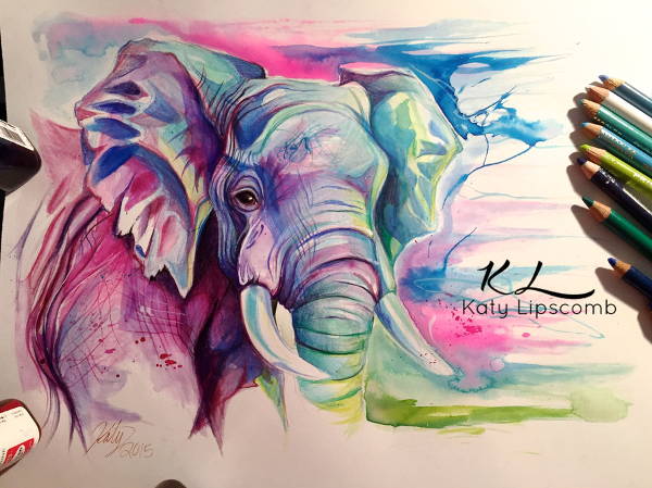 colorful elephant drawing