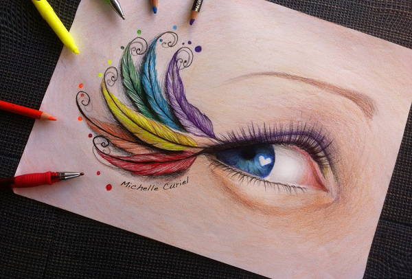 Colorful Feather Drawing