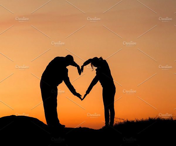 Couple Silhouette With Heart
