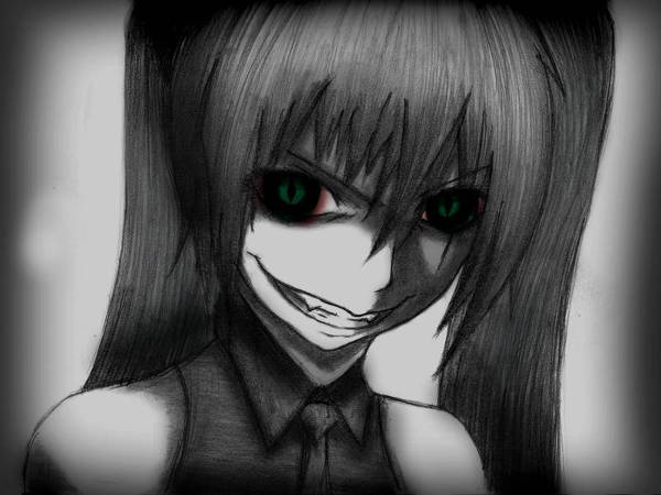 scary anime girl drawing