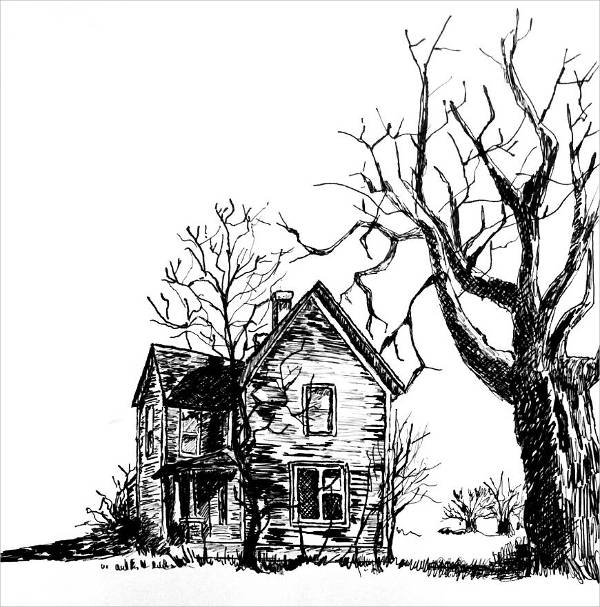 creepy house sketch