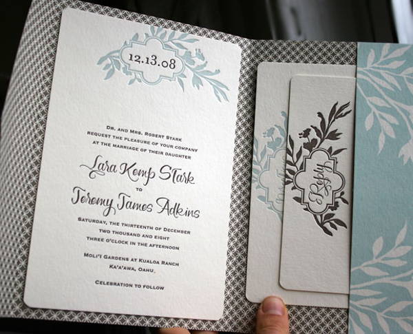 Custom Letterpress Wedding Invitation