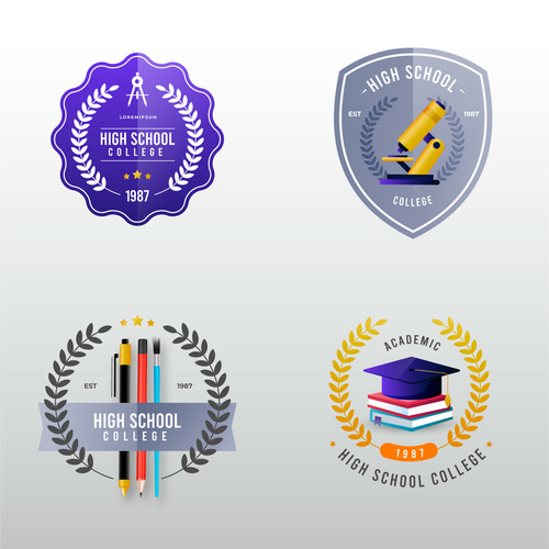 Different school Badges Logo Vector