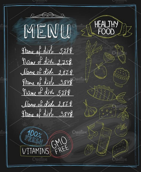 Healthy Food Chalkboard Menu Design